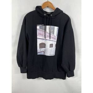Jeanasis Women's SIZE F Black Long Sleeve Hoodie with‎ Graphic
